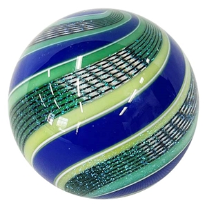 Hot House Glass - "Green and Blue Swirl with Fine Lines"