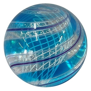 Hot House Glass - "Sparkly Blue Latticino Core Marble"